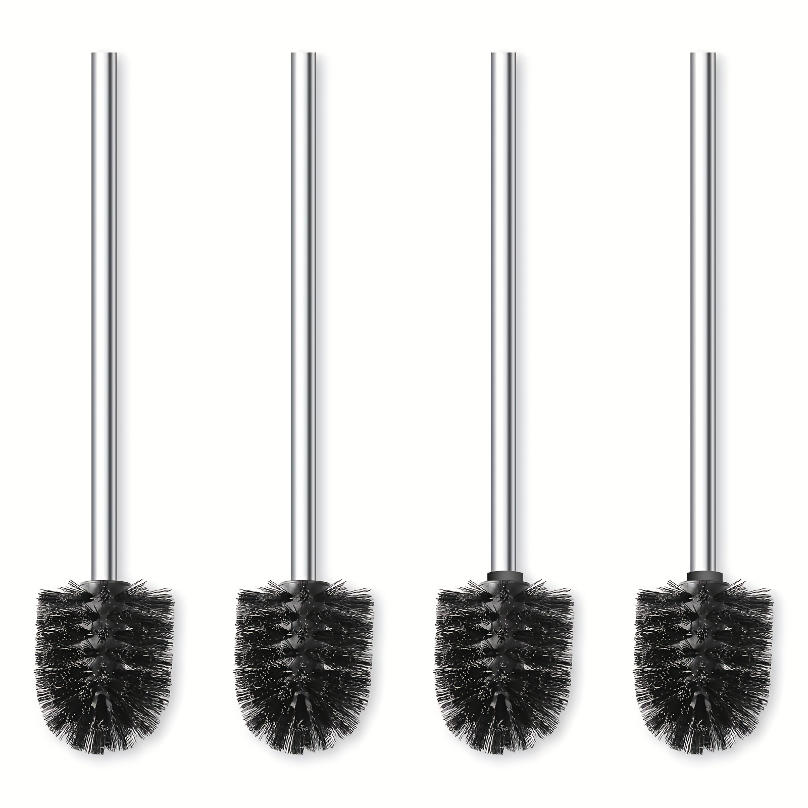 

4pcs Stainless Steel Toilet Brushes With Handles - Ideal For Bathroom & Toilet Cleaning, No Batteries Required