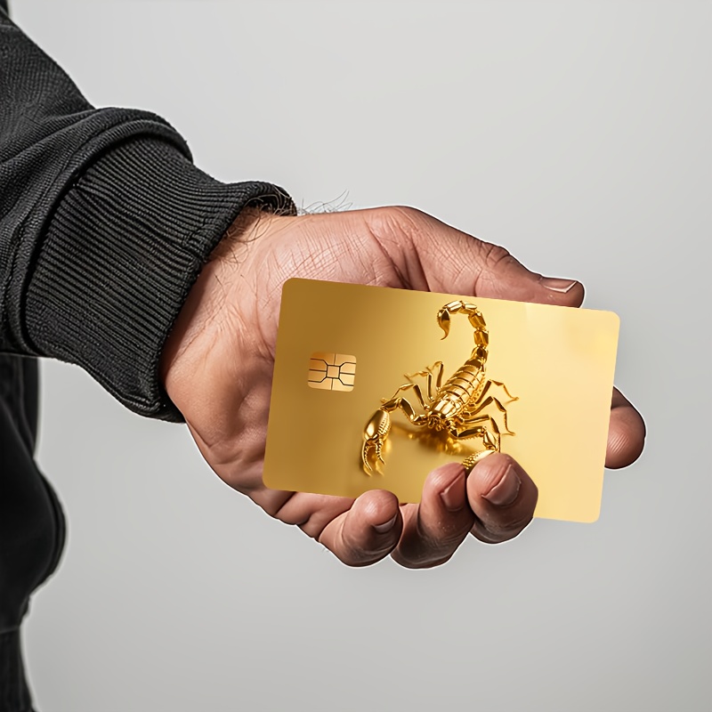 Metallic Scorpion Pattern Credit Card Sticker - Durable PVC, Non-Braided, Simple Style for Men's Fashion Accessories, Ideal for Bank Cards, Debit Cards, and Room Key Cards, Stylish Card Accessory|Bold Design|Durable PVC Material, Scorpion Decor