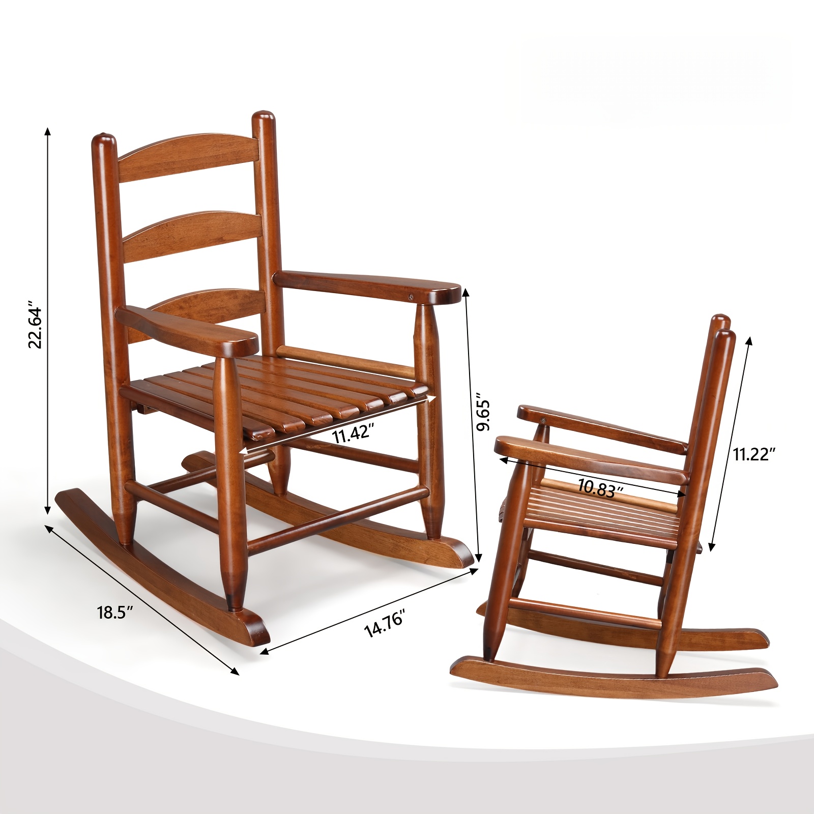 Kids Rocking Chair for 3-6 Ages, Small-Size, 14.8 X 18.5 X 22.6In, Solid Wood Material, All-Weather Wooden Porch Rocker with High Backrest, Ideal for Outdoor&Inddor, Birthday/Festival Gift for Children, Teak