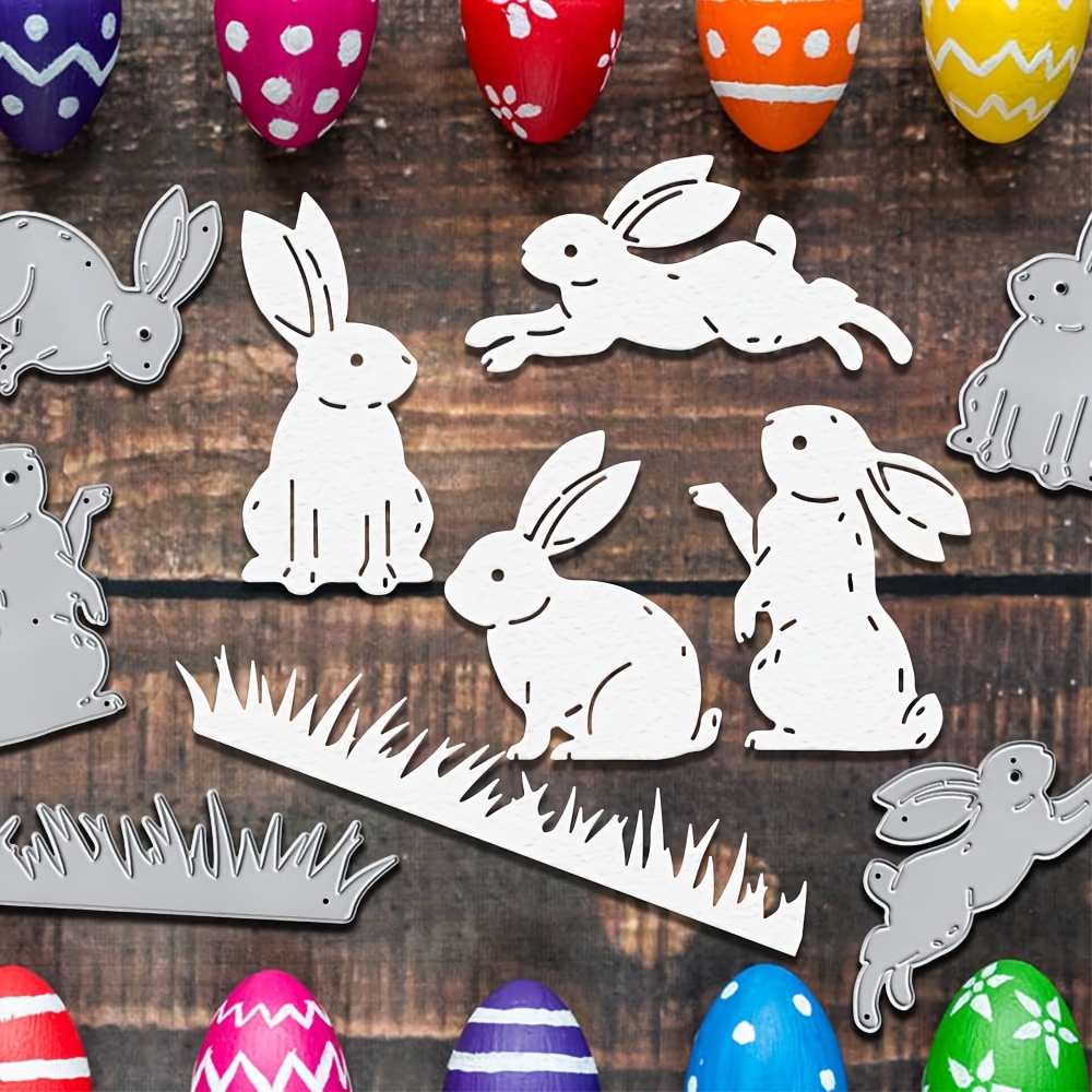 Tinybee Easter Bunny Metal Cutting Dies, Carbon Steel Scrapbooking Stencil, Embossing Craft Supplies, Clear Die Cut For Diy Card Making, Festive Crafting Tools