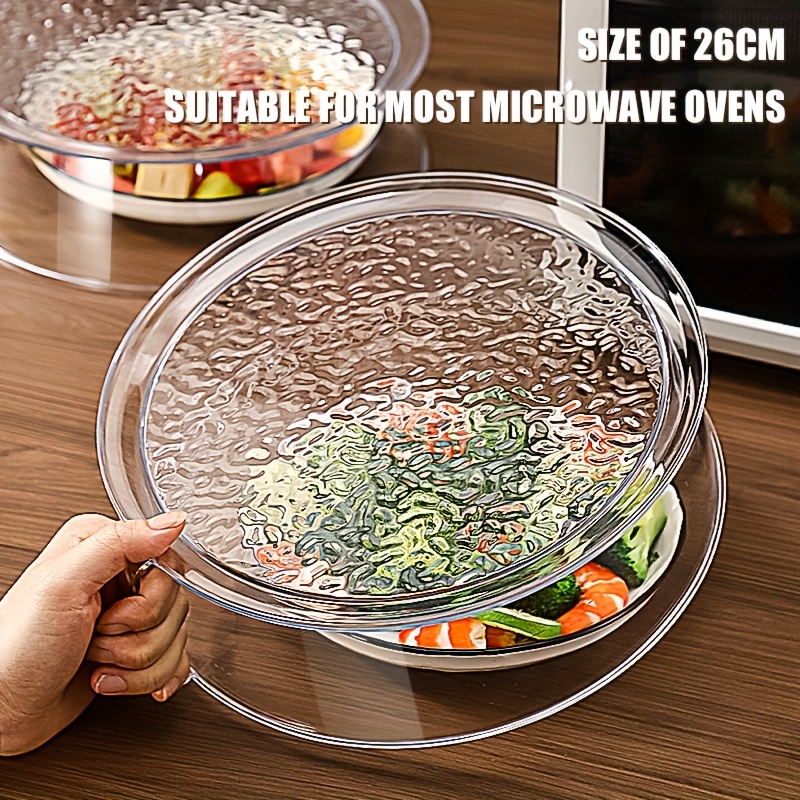 Heat Resistant 200°C Transparent Microwave Splash Guard Cover, 360° Splash-Proof Insulated Plastic Protector for Food, Stackable and Easy to