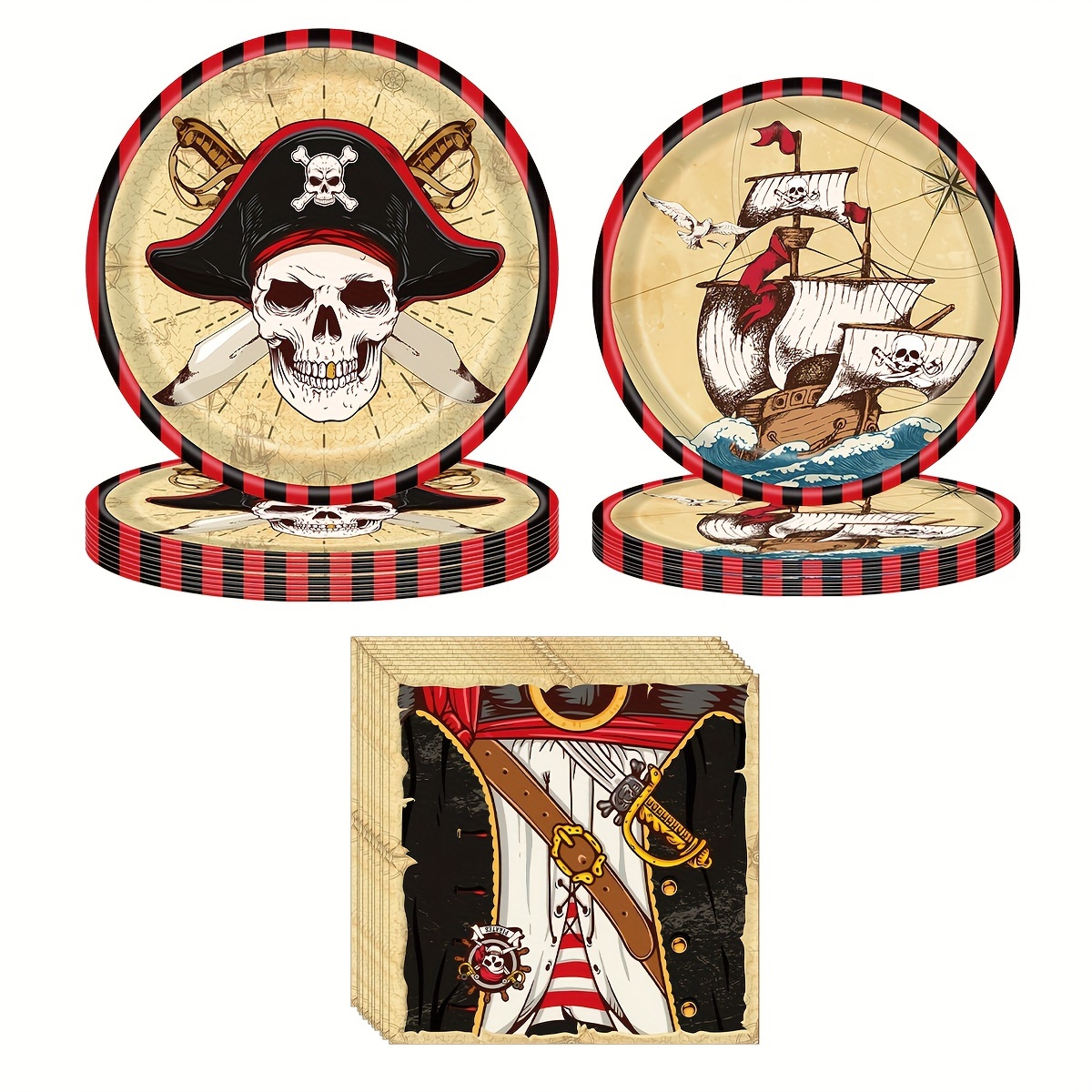 Pirate Theme Party Tableware Set Party Paper Plates Pirate - Temu