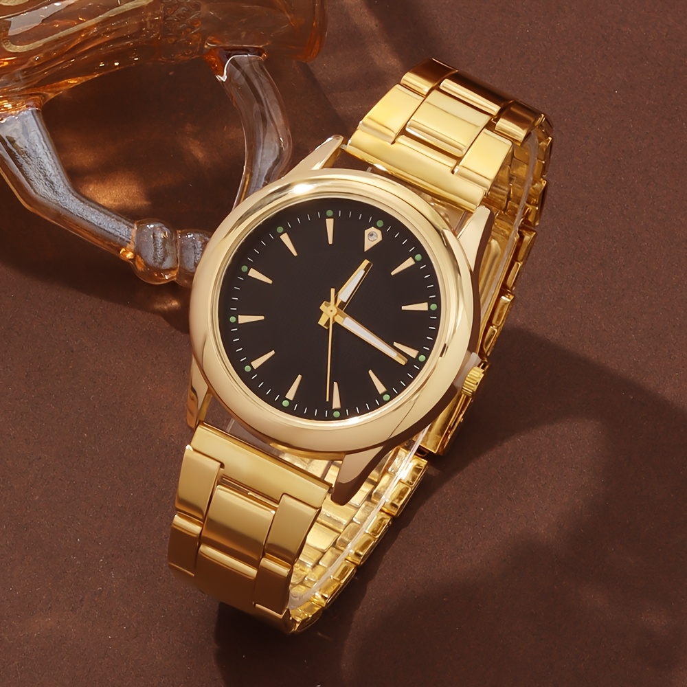 6pcs Elegant Women's Quartz Watch Set with Heart-Shaped Jewelry, Perfect Gift for Ladies, Non-Adjustable Alloy Strap, Classic Bar Markers Round Dial, Ideal Gift for Sisters and Mothers, Suitable for Ramadan or Casual Attire, No Packaging Box Included, Middle East Special Edition