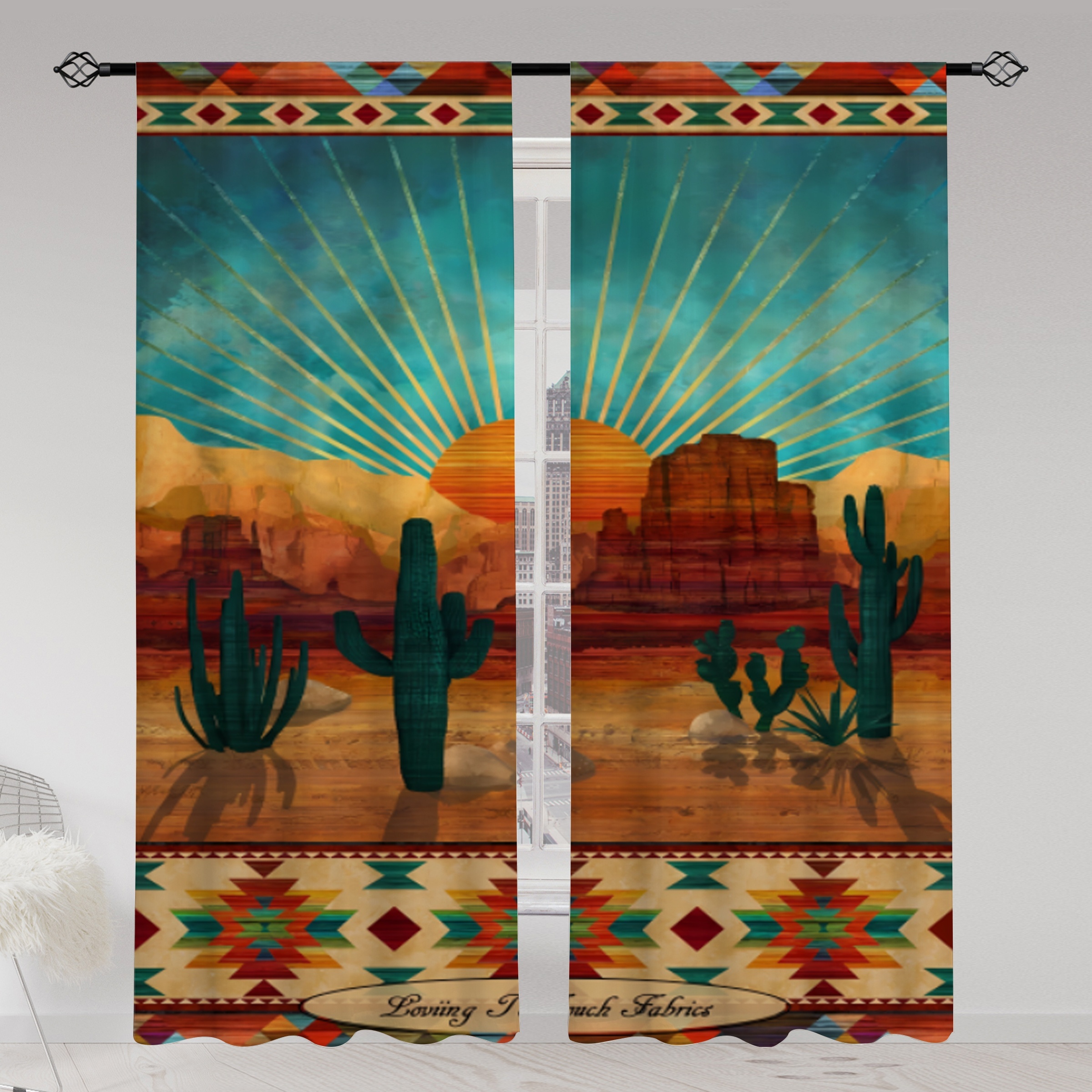 

2pcs, Bohemian Sunset Desert Printed Translucent Curtains, Multi-scene Polyester Rod Pocket Decorative Curtains For Living Room Gaming Room Bedroom Home Decor Party Supplies