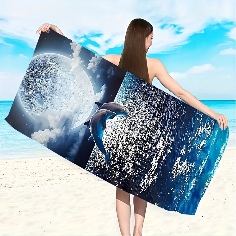 

1pc Dolphin Pattern Beach Towel, Absorbent Beach Towel, Beach Blanket, Outdoor Travel Camping Summer Vacation Supplies