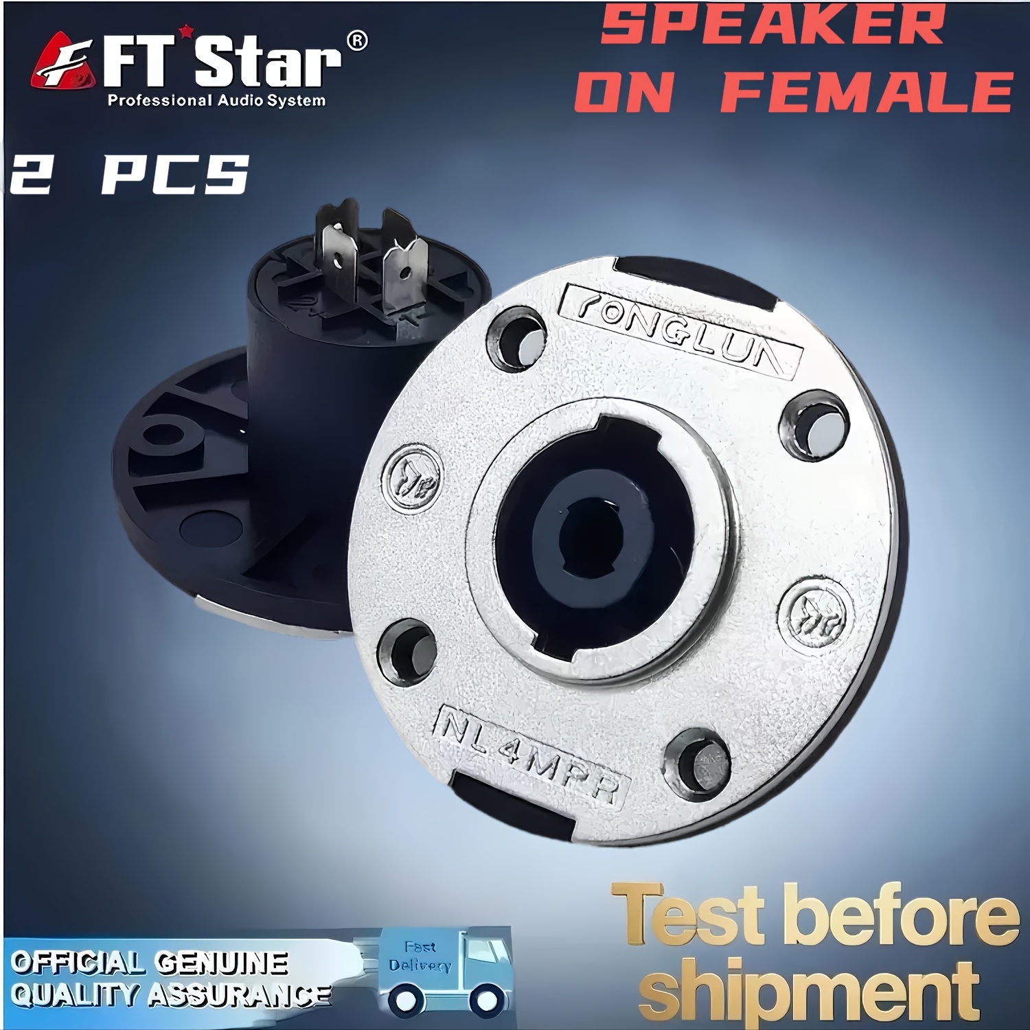 TEMU 1-2pcs Audio Professional Speaker Accessory - Large Round , 4-core Connector, Standard Socket, Durable Abs Material, For Modern Audio Systems,