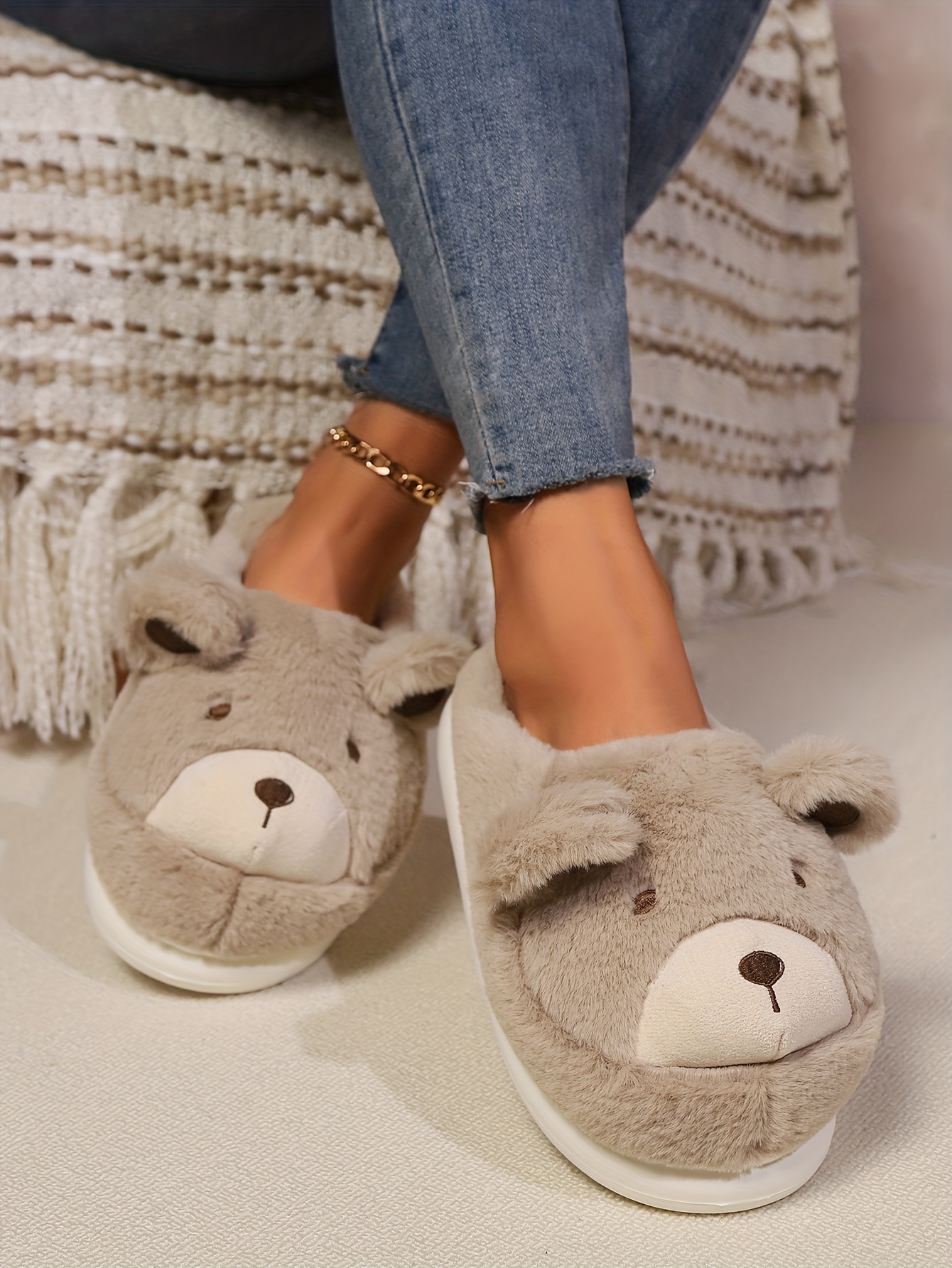 Slippers Asos Teddy Bear Cute Plush Bear Couple Slippers Winter