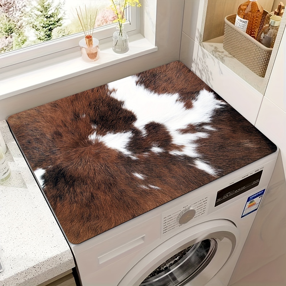 

1pc Cow Texture Dish Drying Pad, Brown Washing Machine Dust Cover Mat, Washstand Drain Mat, Soft Faucet Absorbent Mat, Washstand Cup Mat, Kitchen Accessories, Bathroom Accessories