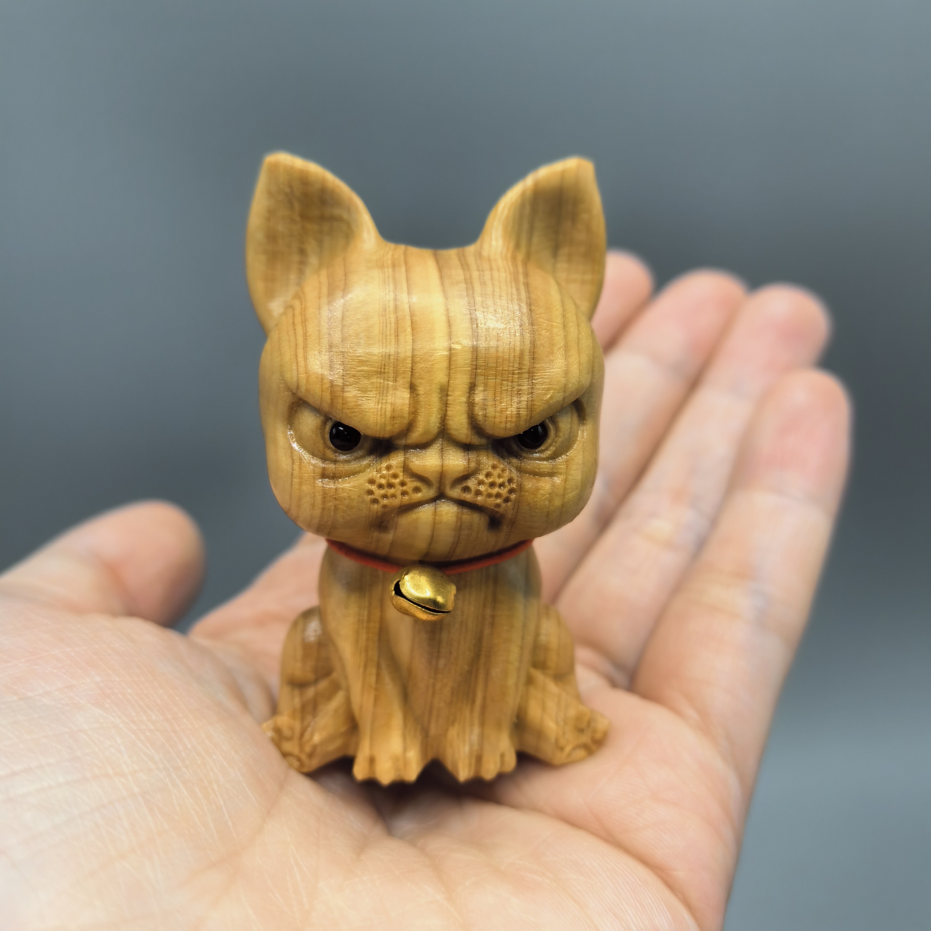 

1pc Cute Handmade Wooden Carving Small Evil Dog Puppy, Home Office Desktop Ornament Decoration