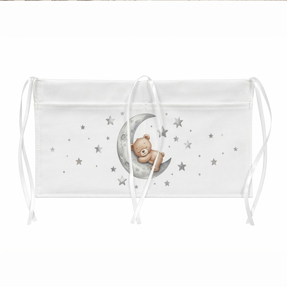 TEMU 1pc Wall-mounted Storage Bag, Hanging Organizer - Minimalist Wall-mounted Storage Bag, Sleeping Teddy Bear Moon Star Suitable For Walls,
