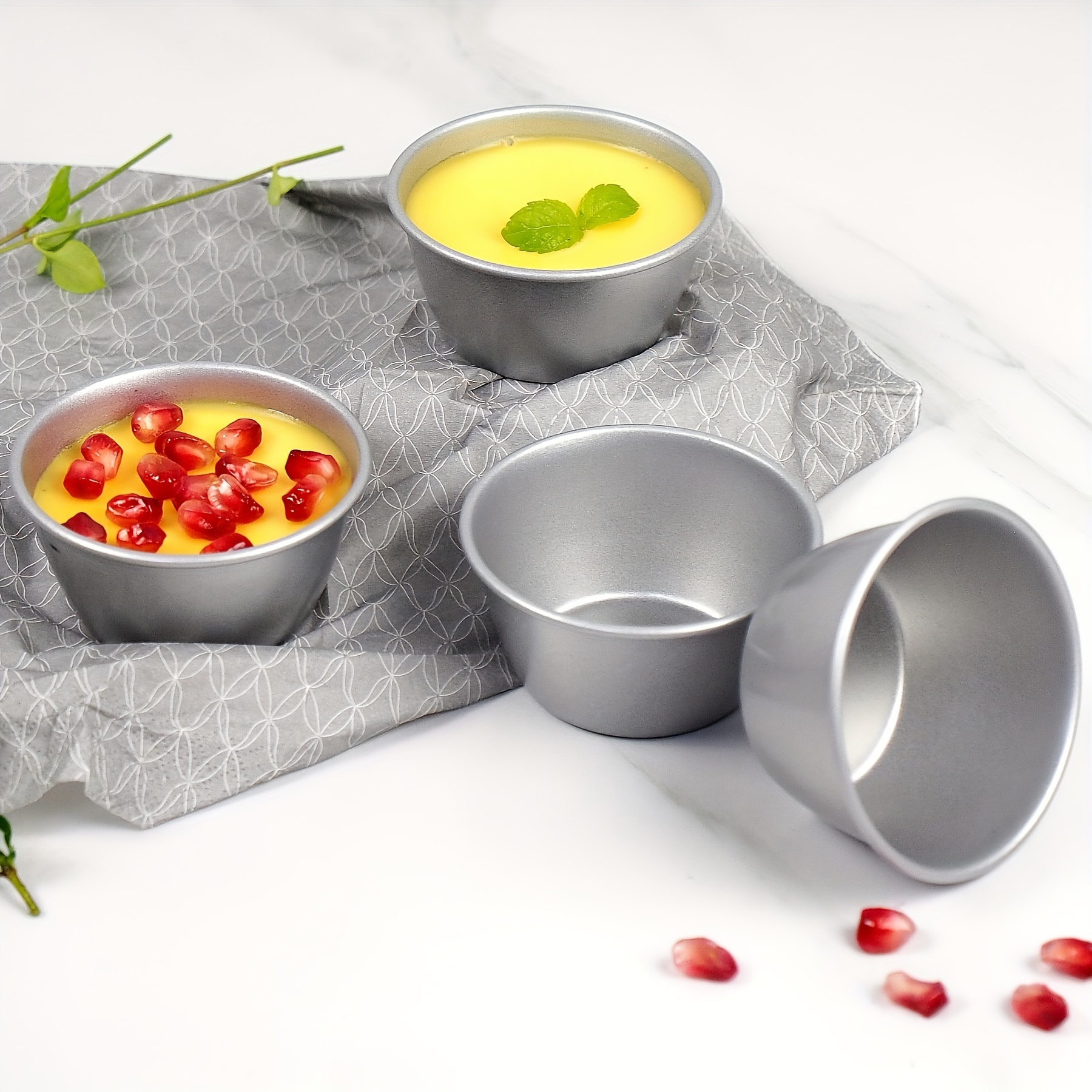 4piece Set Silver Stainless Steel Muffin & Cupcake Pans Nonstick Baking Cups For Chocolate