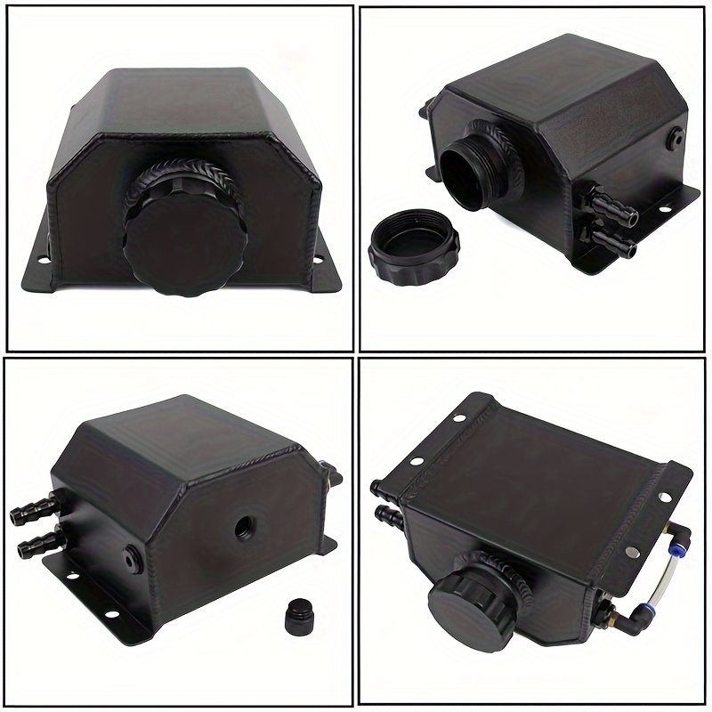 Universal 1L Aluminum Coolant Overflow Tank - Black Radiator Expansion Reservoir For Most Vehicles