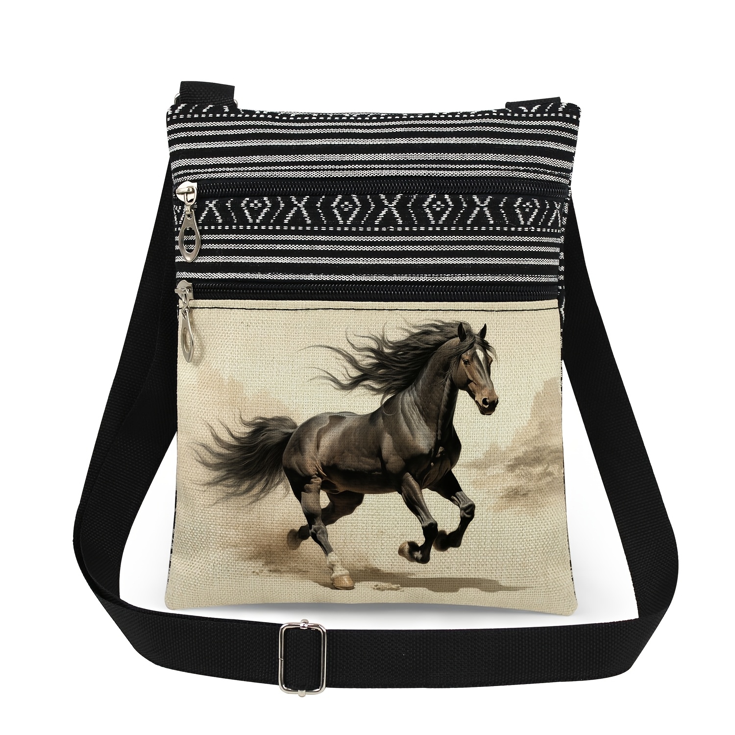 E-shop Horse Print Crossbody Bag, eine Schultertasche für Pferdeliebhaber, eine tragbare Outdoor-Handytasche, unisex.