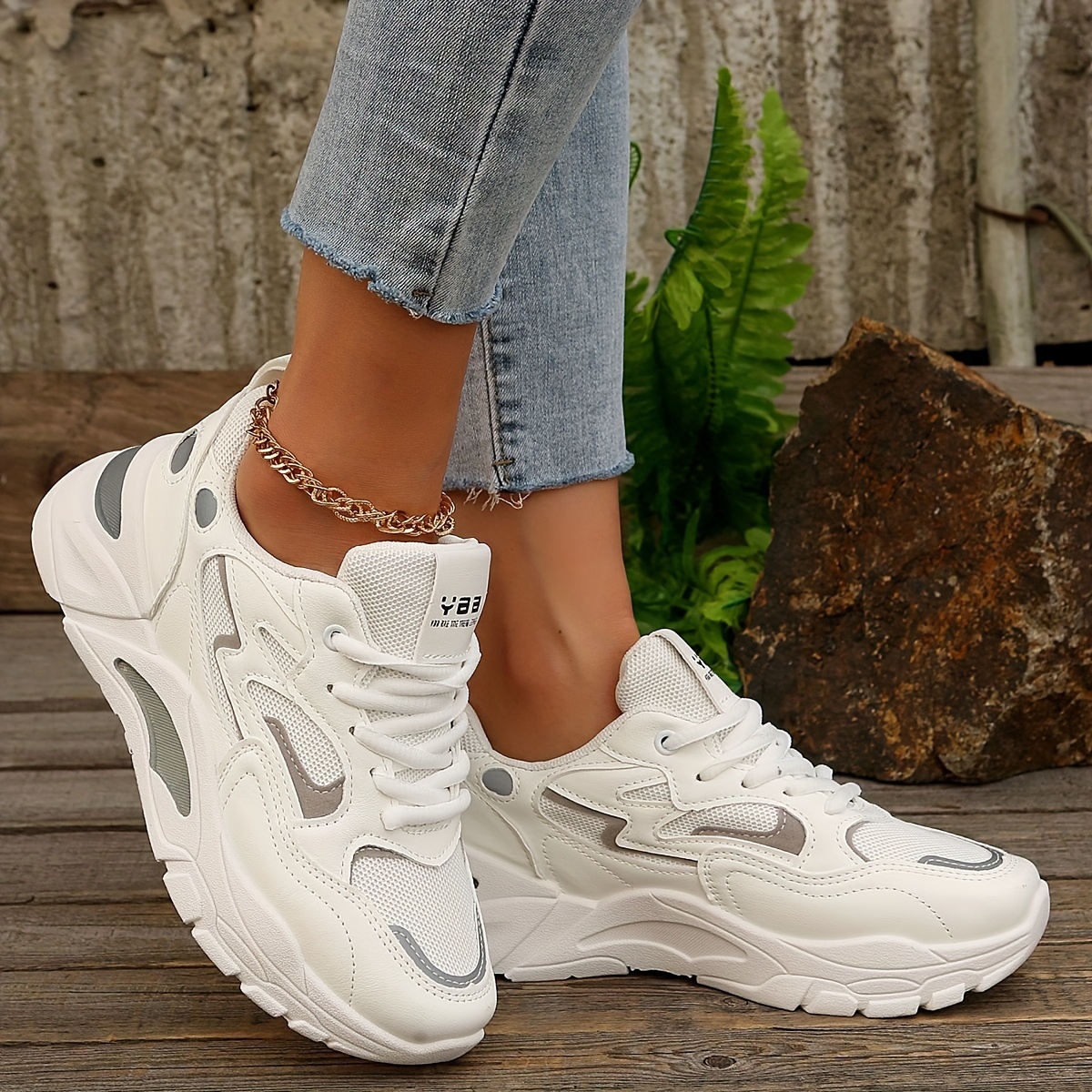 

Women's Mesh Casual Sneakers, Platform Lace Up Soft Sole Walking Shoes, Breathable Low-top Sporty Trainers