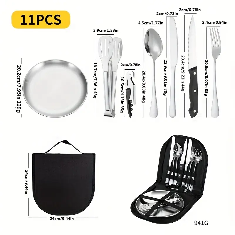 customizable stainless steel utensil set with spoon fork and knife camping essentials portable storage case ideal for holidays and everyday use camping utensils polished durable utensils Product details 5