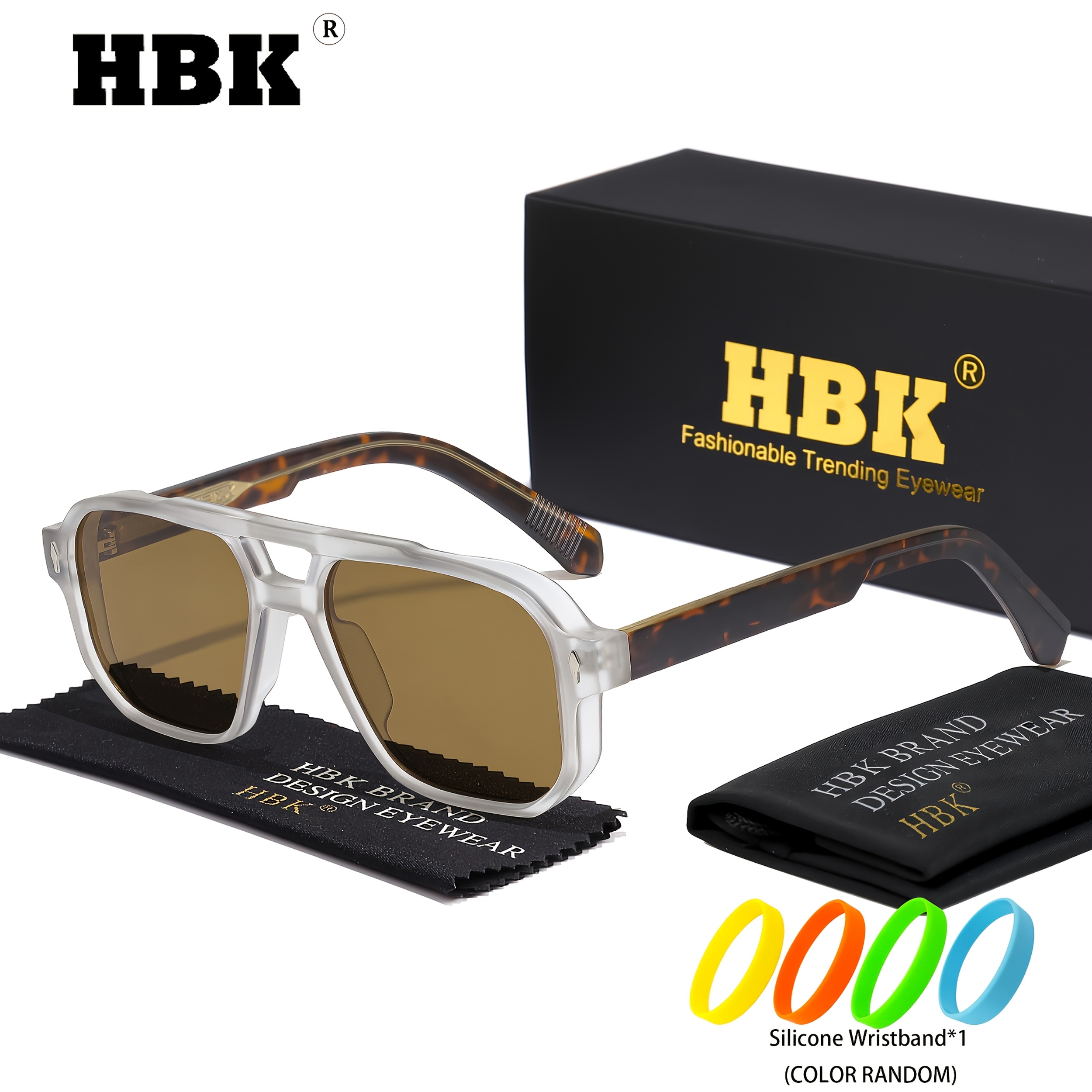 Large Retro Square Sunglasses with Double Bridge Design