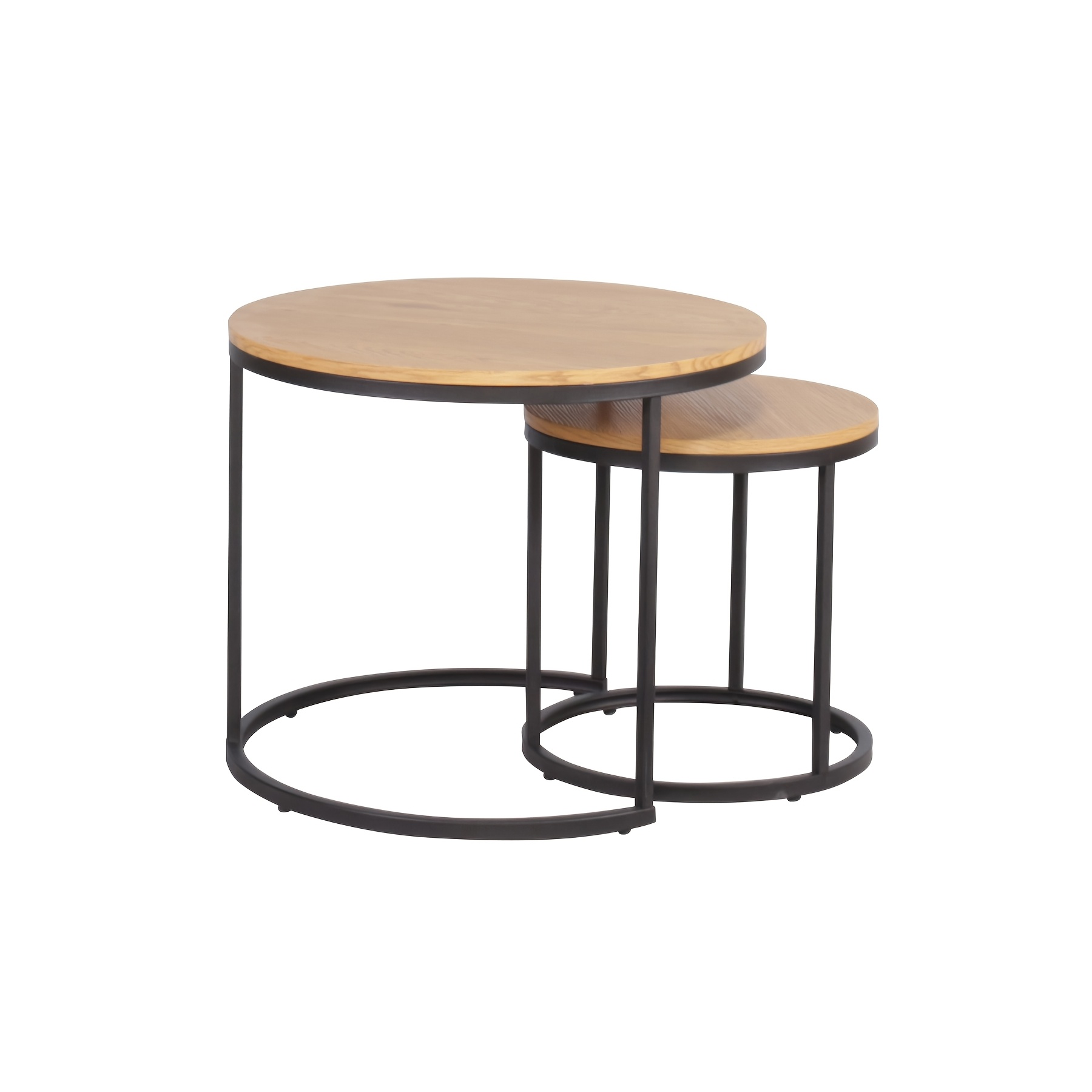 Image of Egoonm Set Of 2 Coffee Table Nesting White, Side Set Circular Round And Marble Pattern Wooden Tables