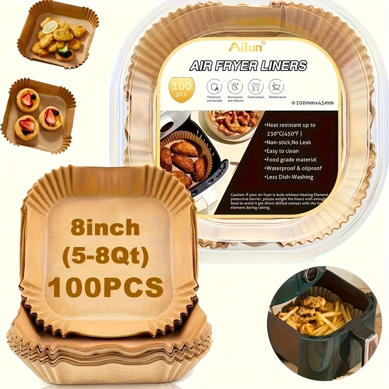 Temu – TEMU High-quality Air Fryer Parchment Paper – Thickened, , Oil-resistant, Suitable For 2-8 Quart Air Fryers – Essential Kitchen And Dining Supplies