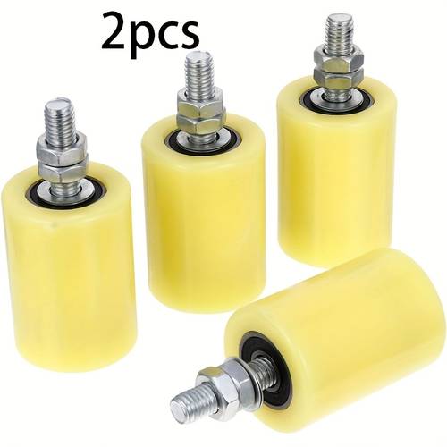 2pcs heavy duty nylon adjustable rollers polished metal slide gate guide rollers for sliding rolling gates light yellow with screws gate rollers for sliding doors door hardware sleek metallic