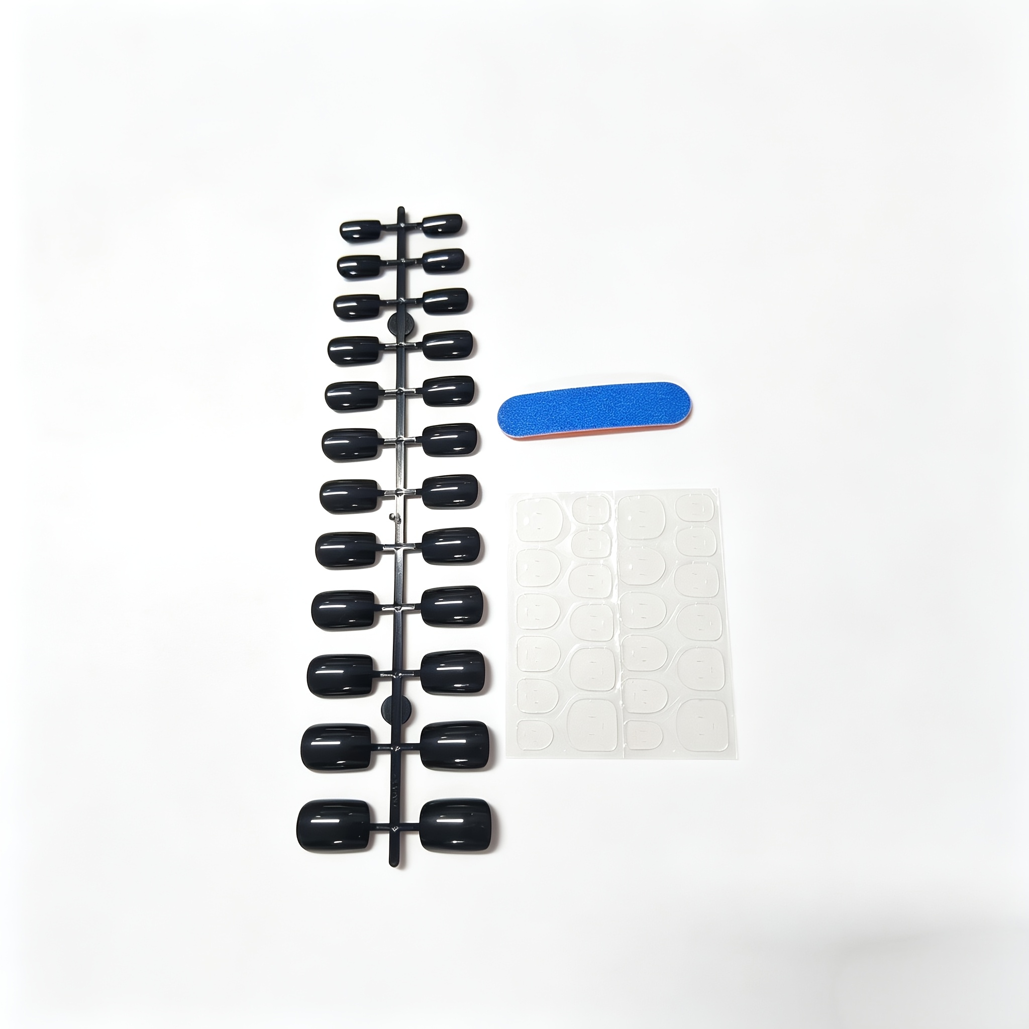 TEMU 26pcs (24 Press-on Fake Nail Tips + 1 Nail File + 1 Jelly Glue) Black Short Square Press-on Nails, Simple Instagram--on Wearable Nails