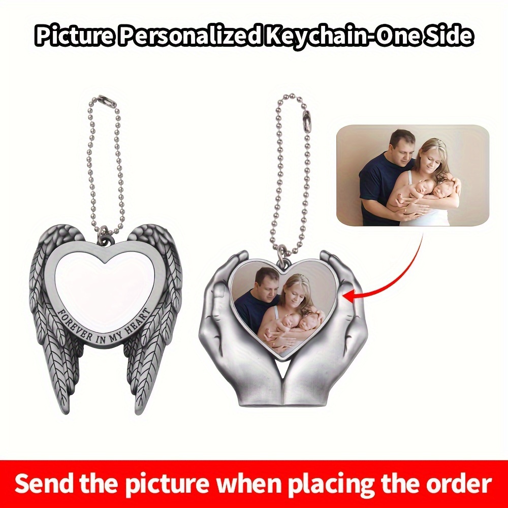

1pc Custom Picture Photo Keychain Personalized Single-sided Printed Key Chain Ring Mother's Day Father's Day Forever In My Heart Memorial Gift