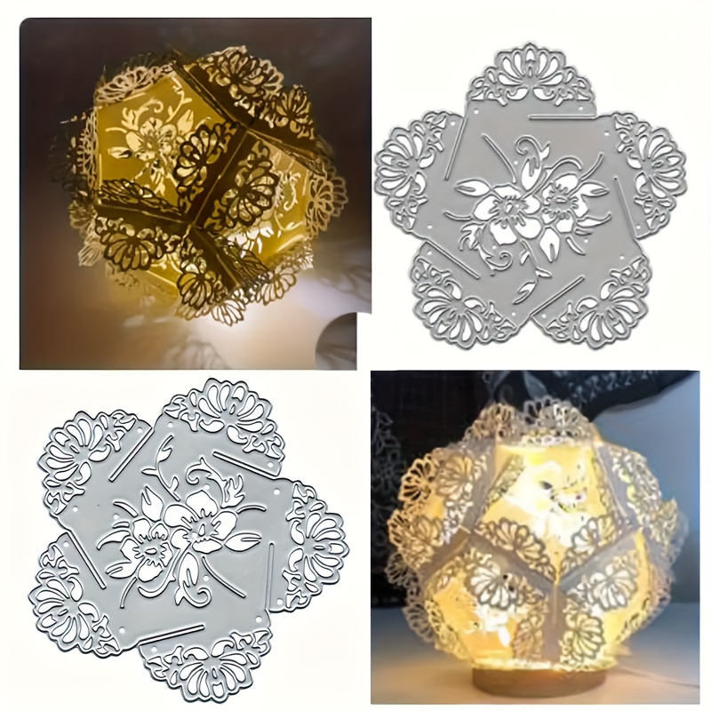 Image of 1pc Diy Decal Mold Exquisite Lantern Greeting Card Background Decoration Cutting Knife Mold Embodying Knife Mold Carbon Steel Mold Manual Ledger Knife Mold Material