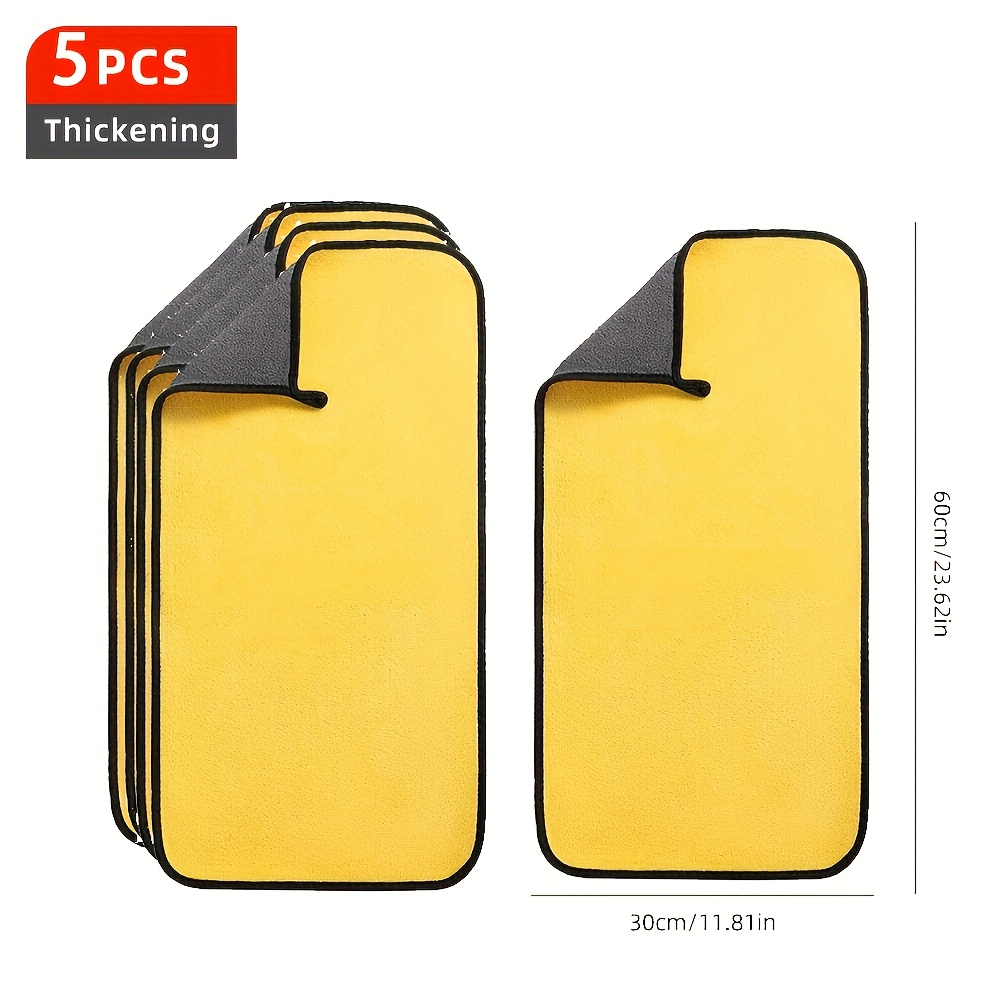 E-shop 5 Stück doppelseitige Korallenfleece-Mikrofaser-Reinigungstücher | Hoch saugfähige, wiederverwendbare Handtücher mit zweifarbigen Design (Gelb &