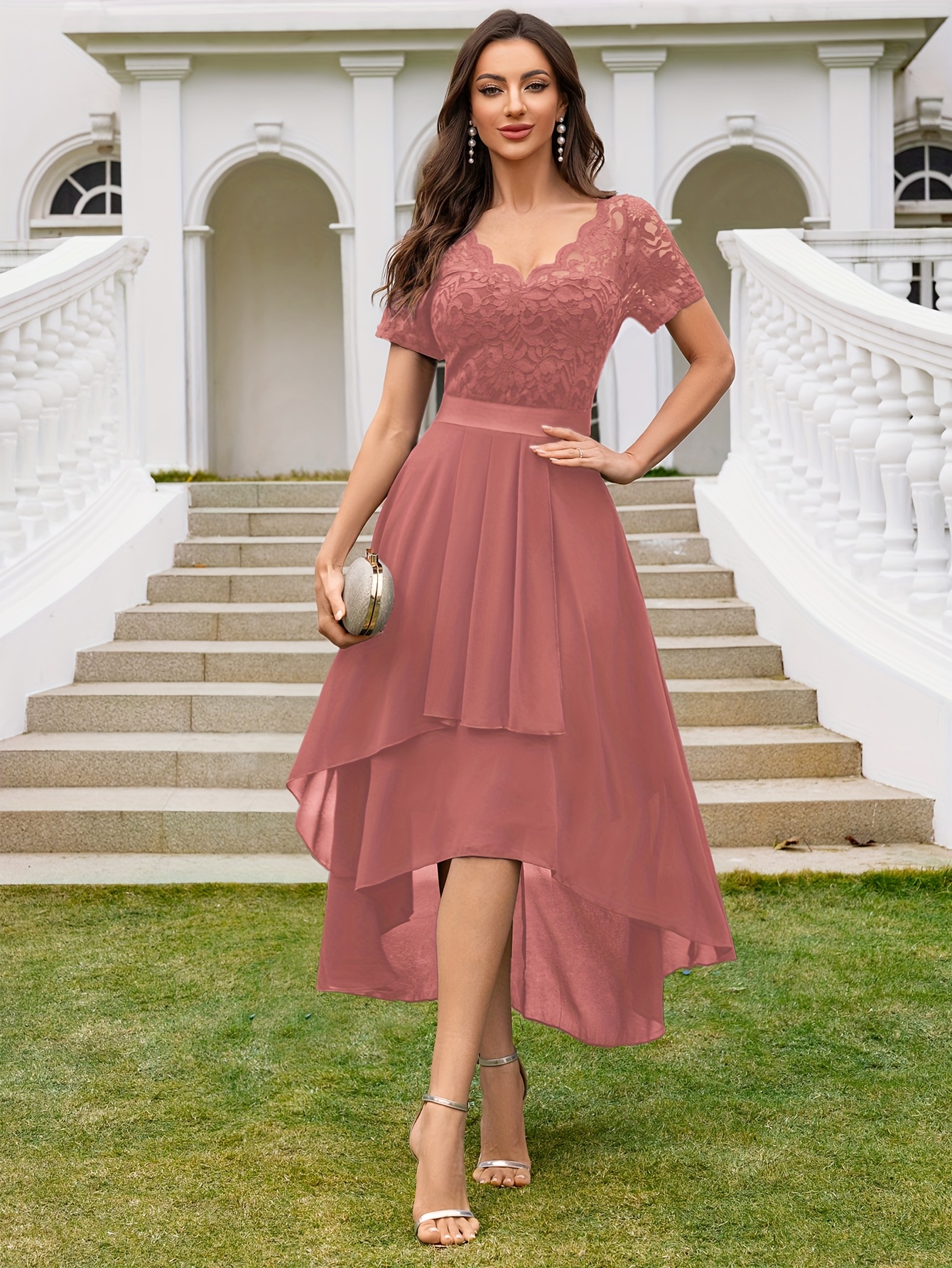 green emerald velvet dress Wedding dress lace A-line ball gown SHORT SLEEVE, EMPIRE WAIST – Bela Bridal main image 0