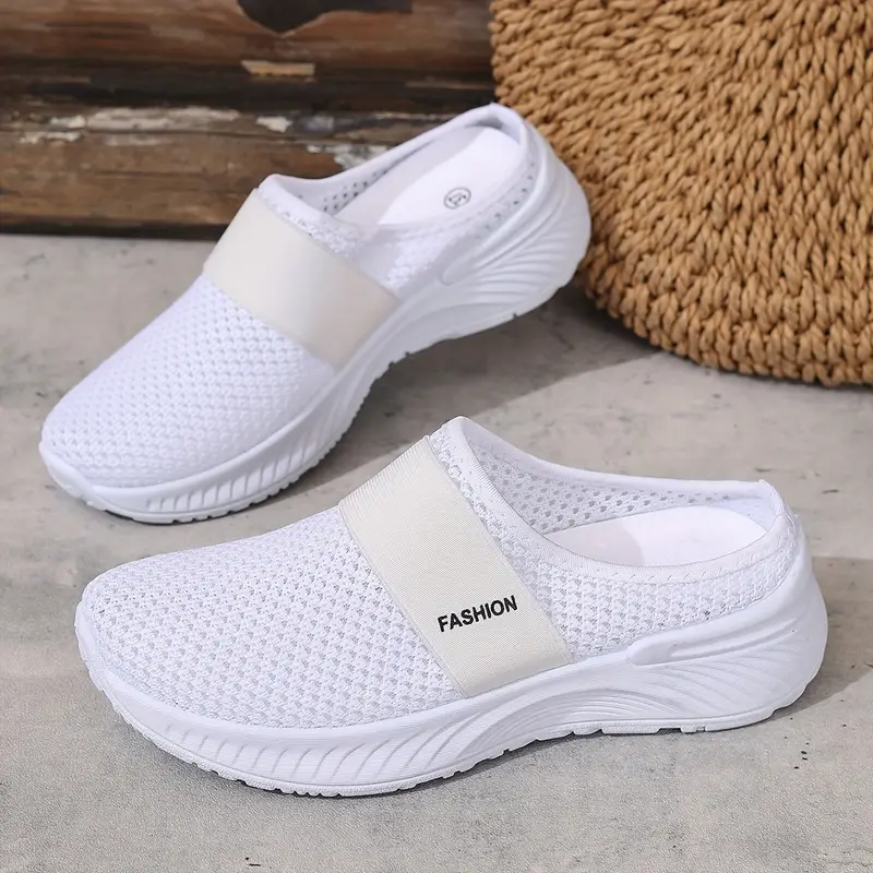 womens white slip on sneakers breathable mesh fabric pvc sole comfortable casual shoes for beach travel and everyday wear summer shoes mesh upper ladies sneakers details 3
