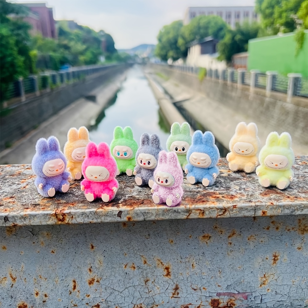 

10pcs Mini Labubu Plush Pendant, Assorted Colors Pvc Material, Cute Stationary Figurines, Collectible Keychain Charms, Miniature Decor Accessories