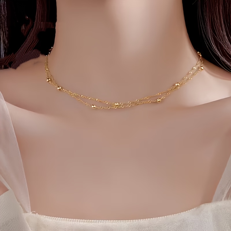 E-shop Damen Elegante Doppelschicht Edelstahl Halskette – Ideal für & besondere Anlässe – Schichtkette, Koreanischer Stil, Vielseitig, Ganzjährig ,