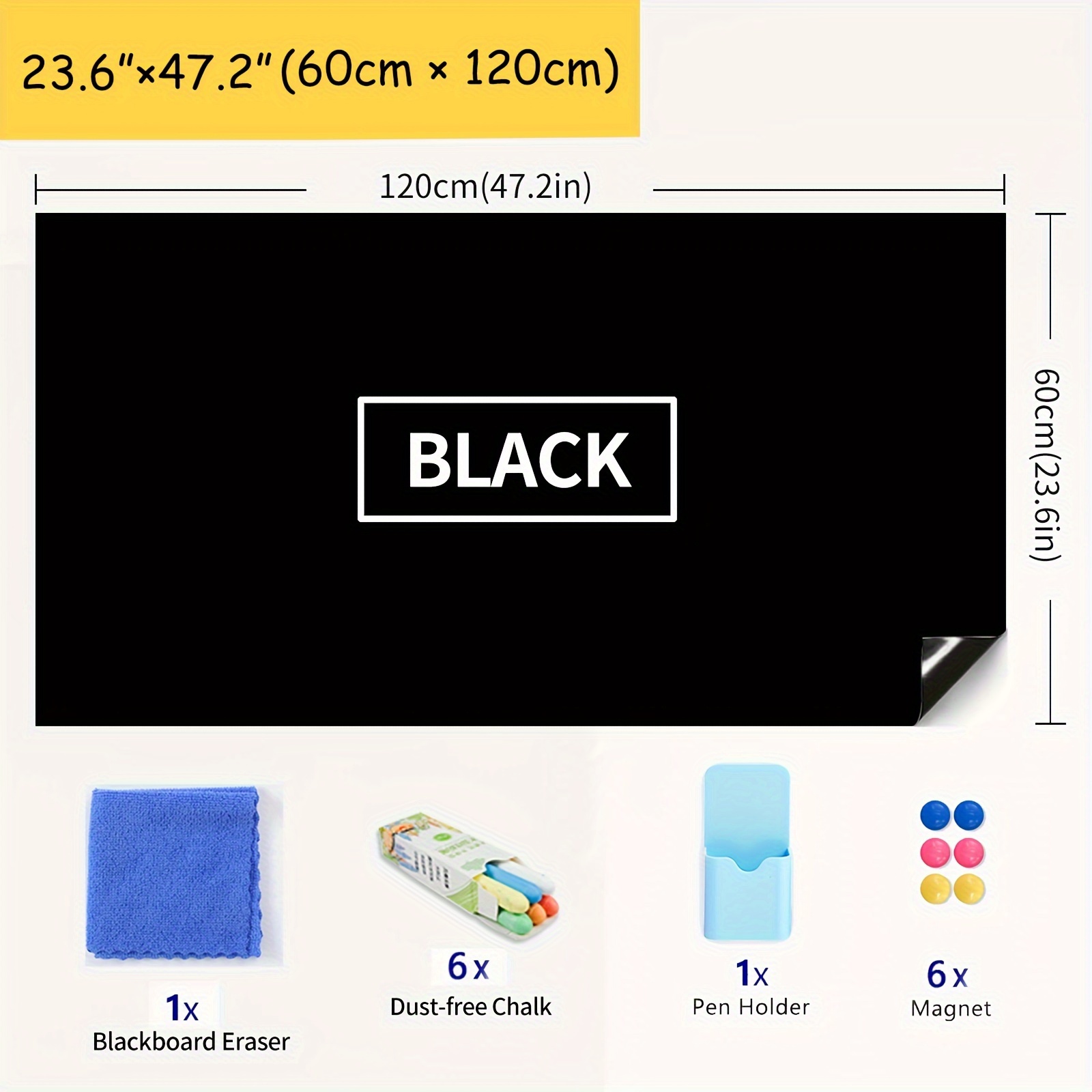 1pc Magnetic Dry Erase Chalkboard Contact Paper Roll Self Adhesive Chalk Paper Removable Blackboard Wall Sticker, 40*60cm/15.7*23.6in, 45*100cm/17.7*39.3in, Graffiti Sticker, Use For Office/teaching