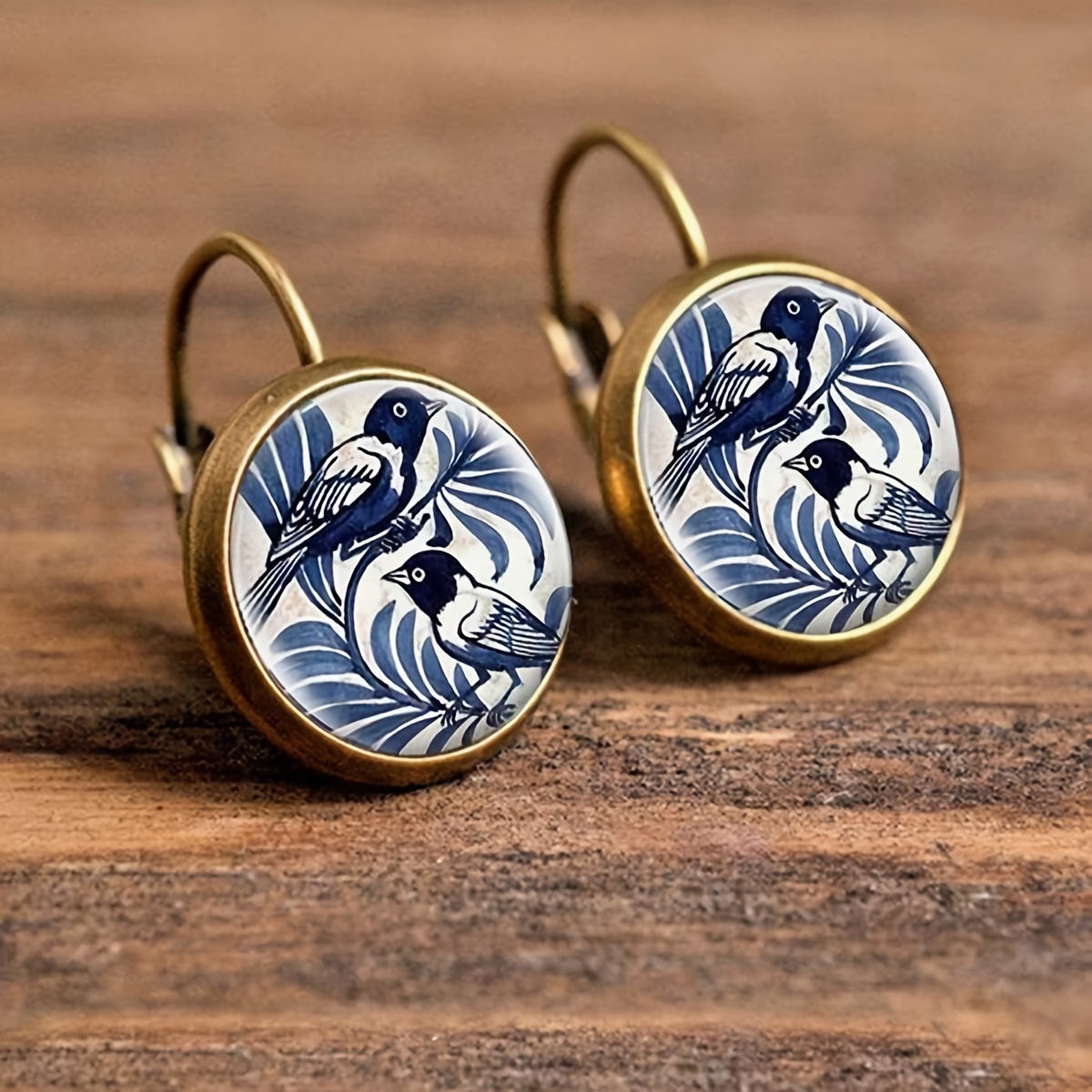 

Vintage Round Shape Birds Pattern Dangle Earrings Retro Alloy Jewelry Trendy Female Gift, Bird Earrings