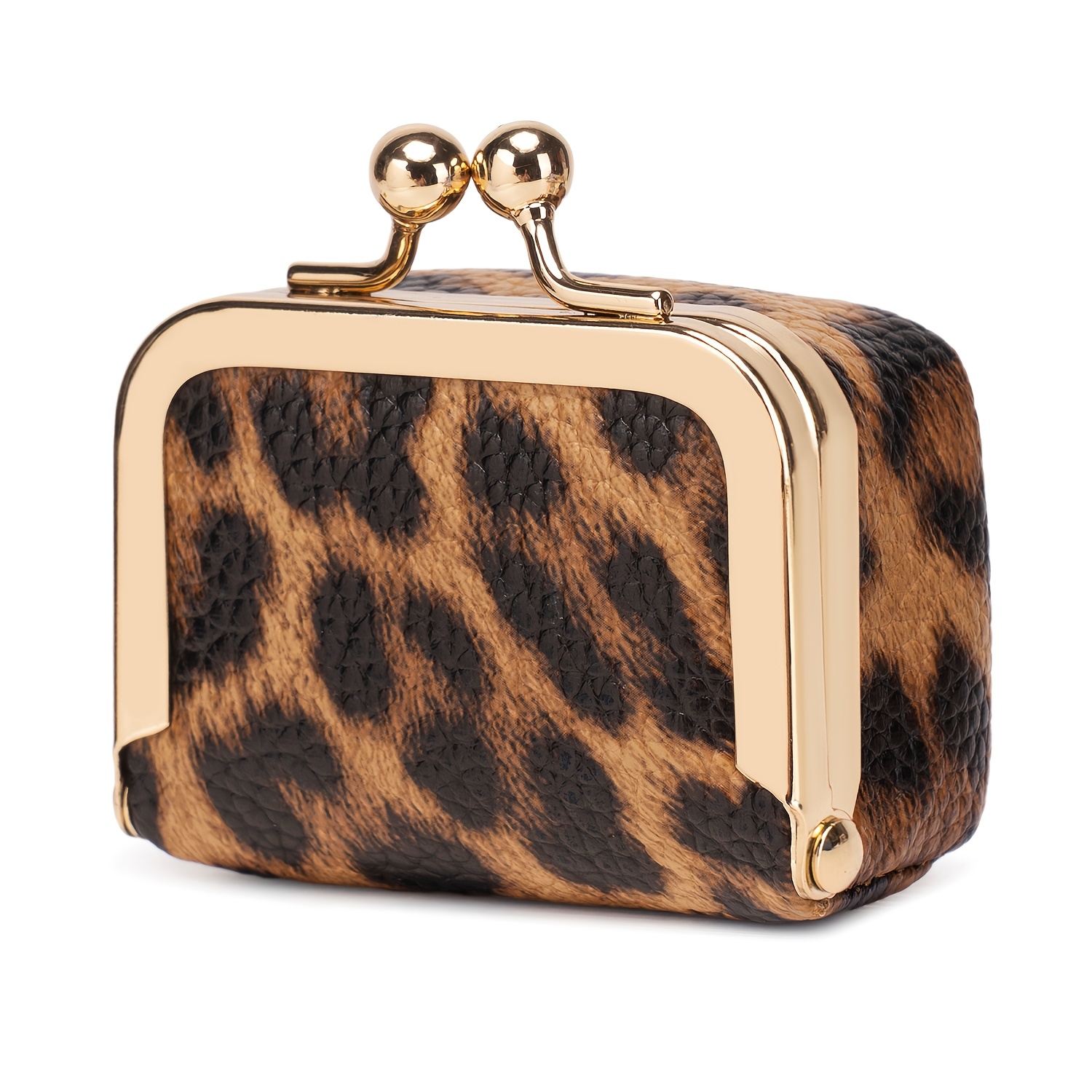 Women's Leopard Print Mini Vintage Style Portable Jewelry Box, Coin Purse with Clasp, Mini Travel Ring Box, Travel Jewelry Case, Women's Cosmetic Organizer, Suitable for Storing Earrings, Rings, Necklaces, and Bracelets.
