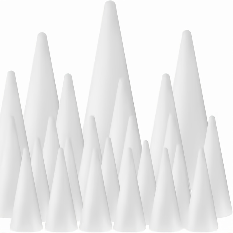 imagem do item conjunto de 20 peças de cones de espuma brancos artesanais de 8cm/3,15 polegadas, decoração de mesa para   de  , enfeites de  , artesanato diy multiuso, superfície  , material leve, moldes para decoração de feriados