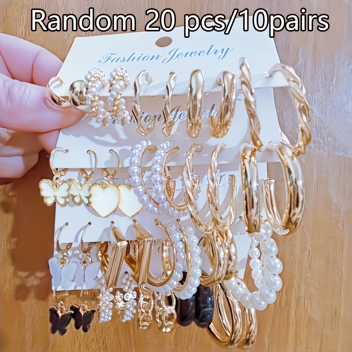 TEMU Random 20pcs Women's Earring Hoop Set, Heart Artificial Ear Circles, Suitable For Daily Holiday Party Date Vacation Wear