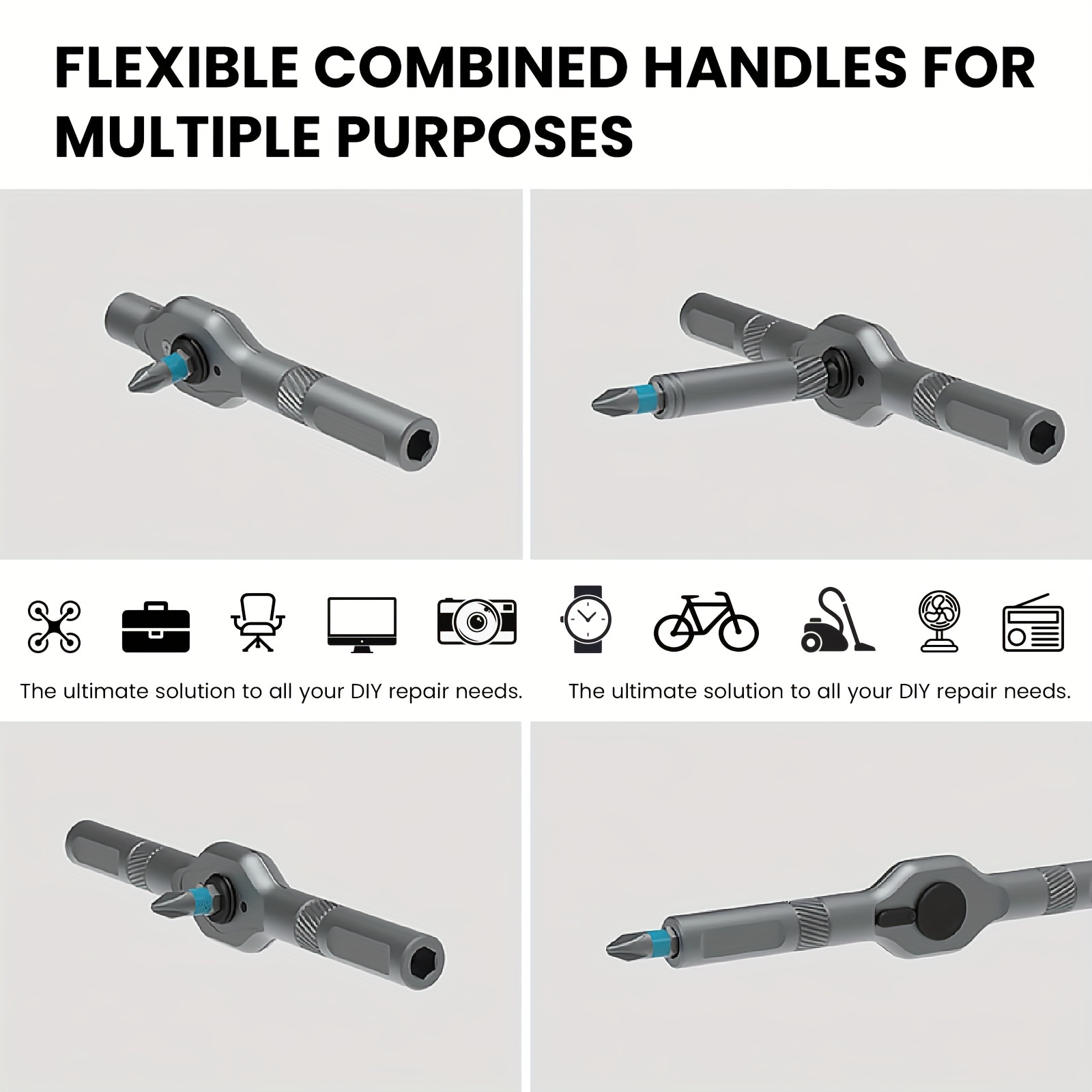 24 in 1 magnetic screwdriver set multifunctional hand tool kit with detachable t handle ratchet iron material uncharged manual operation   maintenance tool box Product details 5