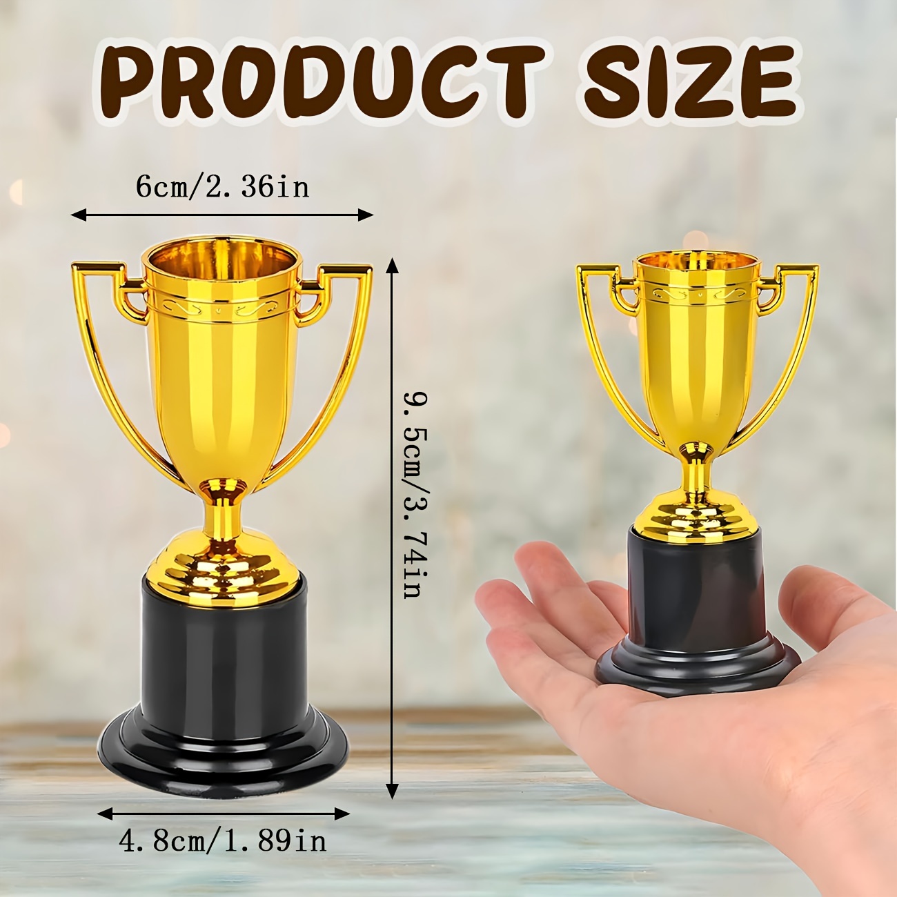 24/36 трофеи, златни трофеи, пластични трофеи, 4-инчни (приближно 10.2 cm) трофеи, подароци за , реквизити, награди, награди за носители, подароци за церемонија на натпревар Детали за производот 0