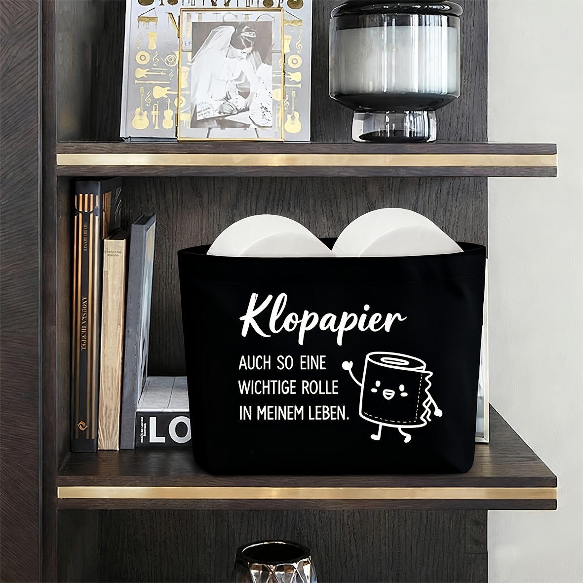 Space- Toilet Paper Storage Basket With "klopapier" Label - & Design, Durable Burlap Material, No Installation Needed, Perfect For Bathroom Or Toilet, Toilet Paper Storage Containers