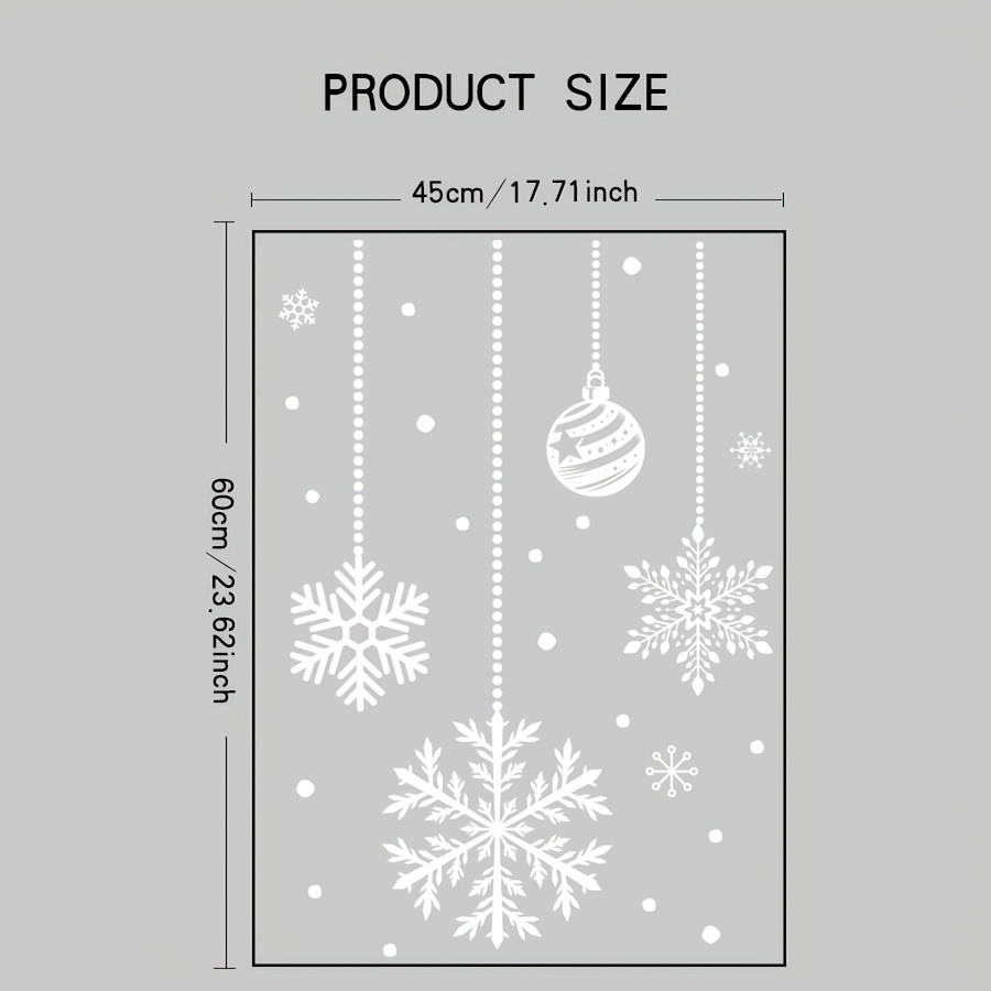 TEMU 1pc Christmas Static Window Cling, Size 45 X 60 Cm, Bead Garland Hanging Snowflake Christmas Bauble Static Sticker, Thickened Pvc Adhesive-free