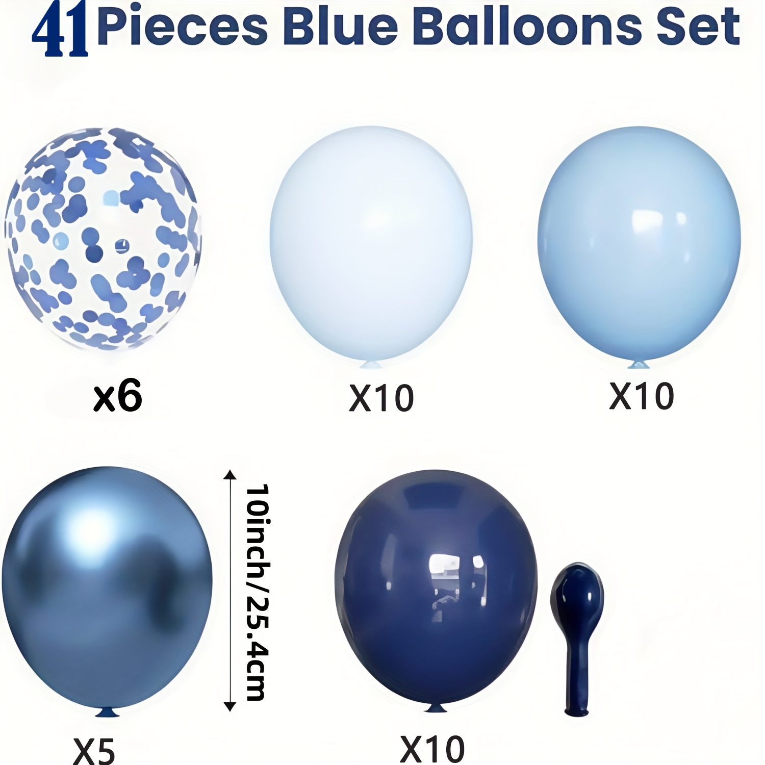 41pcs Balloons Set, 10-inch Navy And Light Blue Balloons, Metallic Confetti Balloons For Birthday, Wedding, Anniversary, Youth , Party Decorations, Event Supplies, For Men, Festive Party Decor