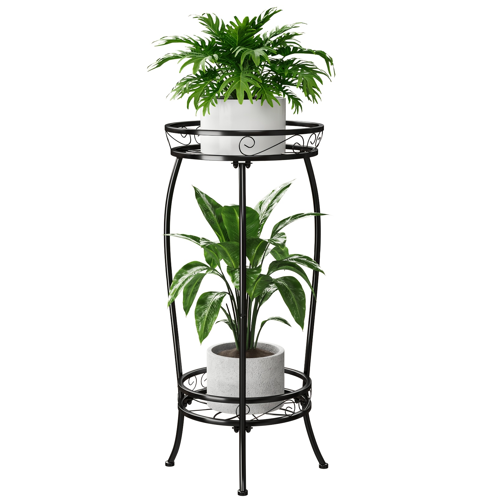 Image of Bamworld Plant Stand Indoor, 2 Tier Plant Shelf, Heavy-duty Black Metal Plant Holder For Multiple Plant Pots, Plant Display For Living Room Patio Balcony