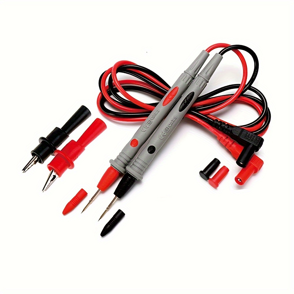 TEMU 20a Digital Multimeter Test Leads Set With Banana Plug Probes & 2 Alligator Clips - Battery-free, Ideal For Electricians