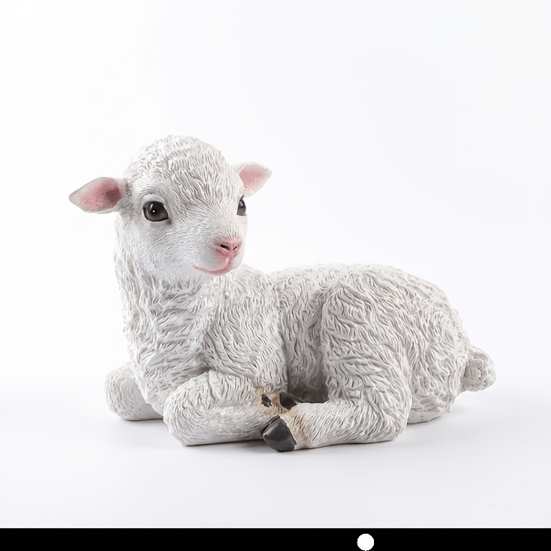 TEMU Statue d' réaliste, Adorable figurine de couché pour bureau, Décoration rustique pour comptoir de cuisine, Convient pour bureaux et étagères,