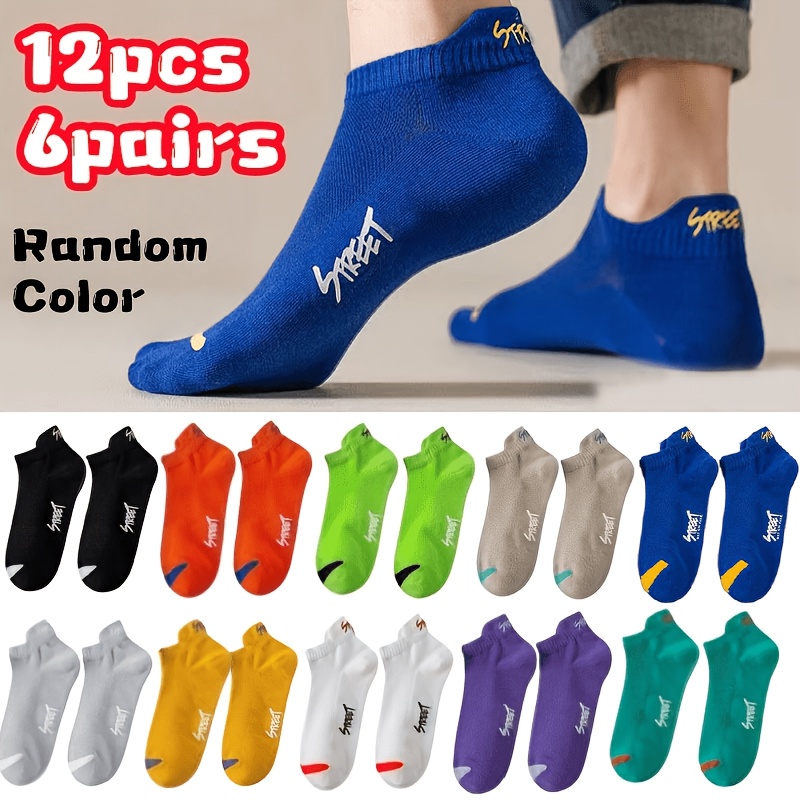 TEMU Random Pack Of 12pcs/6 Pairs Women's Macaron Mesh Sports Socks, Unisex Trendy Socks, Spring/summer Socks, Non-slip Sweat-absorbent Running
