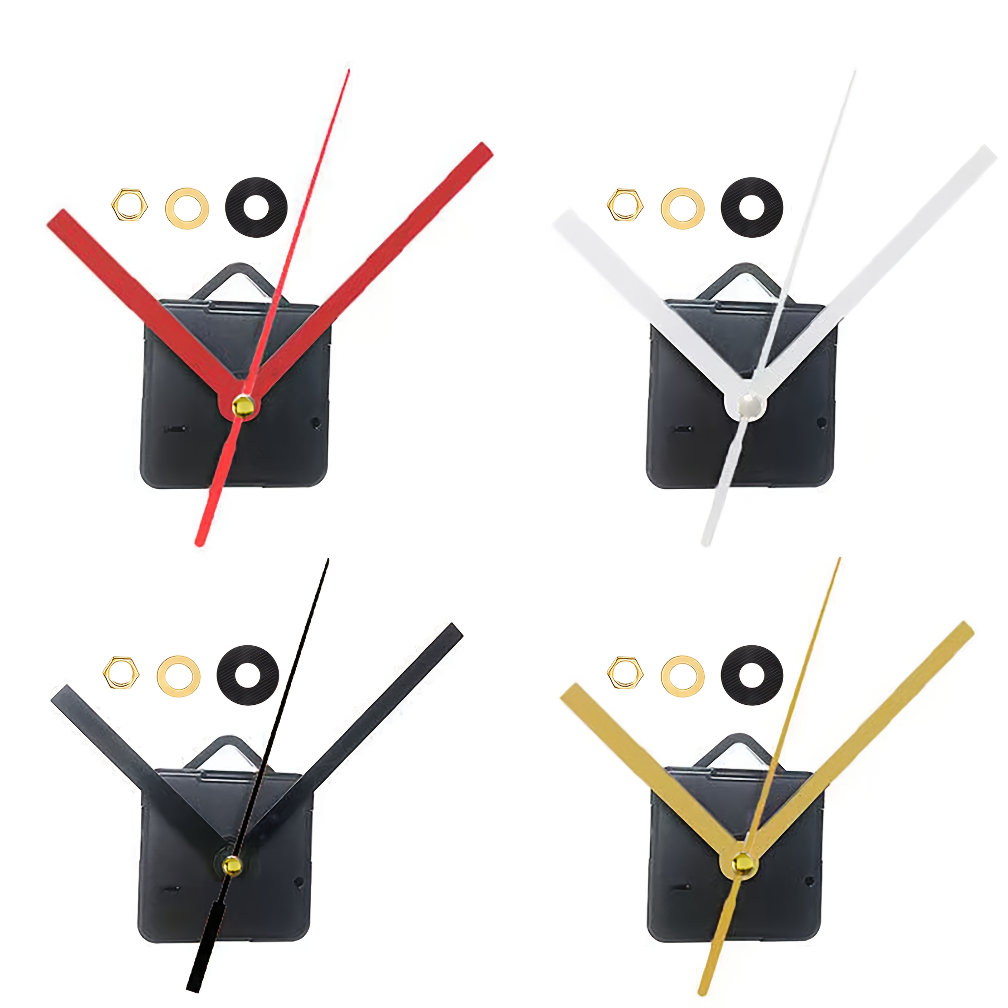 TEMU Kit de bricolage pour horloge à quartz, mouvement silencieux avec 2 tiges de 20 mm et 2 tiges de 23 mm, inclut 4 aiguilles d'horloge : noire,
