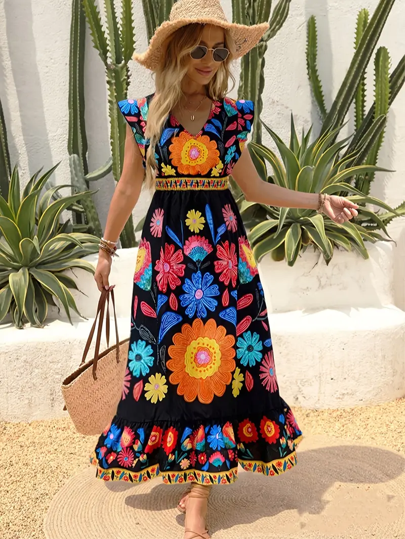 new lightweight v neck casual maxi dress cute leaf floral - Temu Cyprus new lightweight v neck casual maxi dress cute leaf floral - Temu Cyprus
