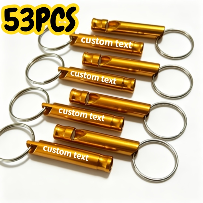 53pcs Custom Engraved Survival Whistle Keychains Set