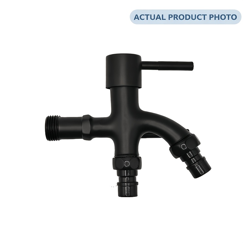 E-shop Moderner schwarzer Hochleistungs-4-in-1-Mehrzweck-Bewässerungshahn aus 304 Edelstahl für den Außenbereich/Industrie-Wasseranschluss mit