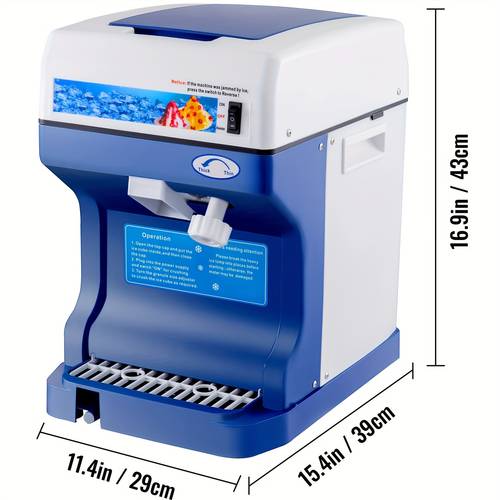 machine 110v snow cone maker with adjustable ice texture 265lbs hr high capacity ice crusher for home commercial use blue dessert preparation modern appliance textured surface